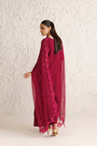 Farasha Luxury Formal Embroidered Chiffon Unstitched 3Pc Suit - Petal Garnet