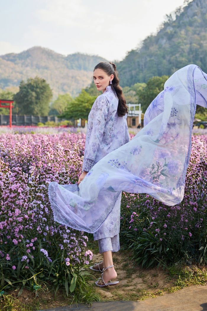 Farasha Summer Escape Embroidered Lawn Unstitched 3Pc Suit - Petal Hush