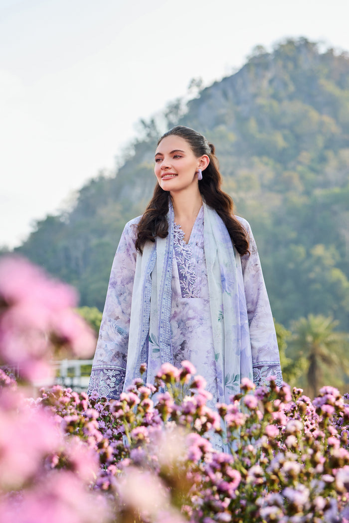 Farasha Summer Escape Embroidered Lawn Unstitched 3Pc Suit - Petal Hush