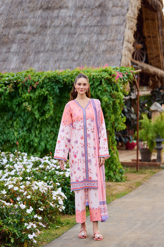 Farasha Summer Co Ords Printed Lawn Unstitched 3Pc Suit - Petal Luxe