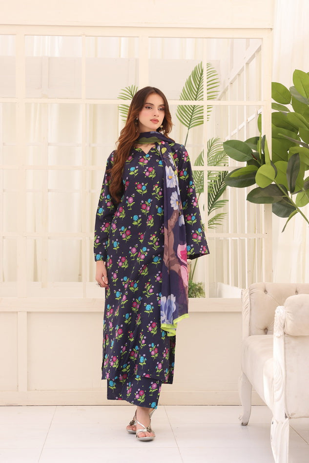 Feathers Premium Whisper of Elan Unstitched Lawn 3Pc Suit Petal Poem-FT676