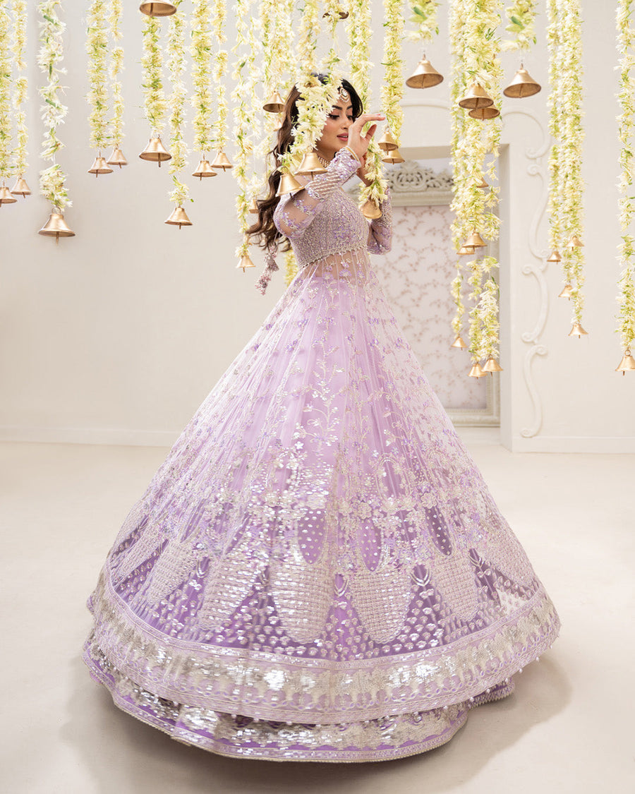 Rua by Faiza Saqlain Embroidered Net Unstitched 3Pc Suit - PINAR