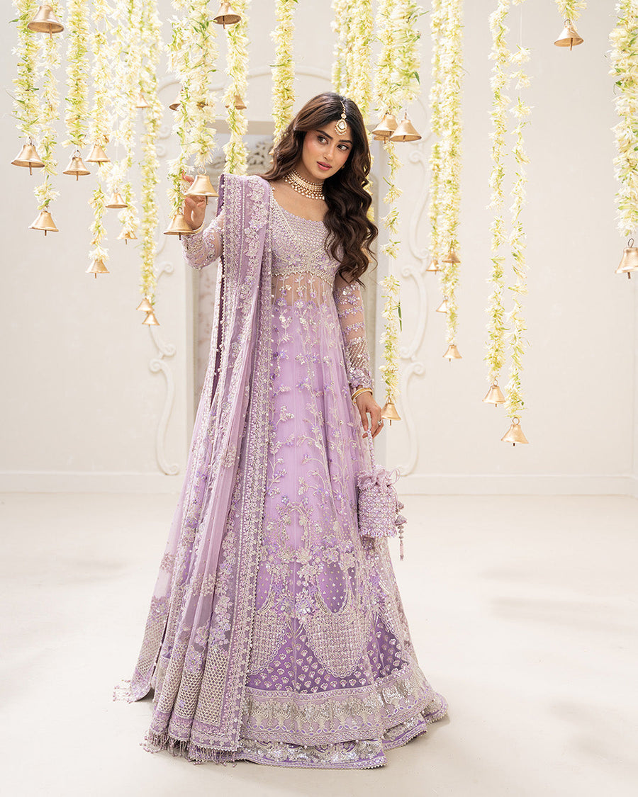 Rua by Faiza Saqlain Embroidered Net Unstitched 3Pc Suit - PINAR