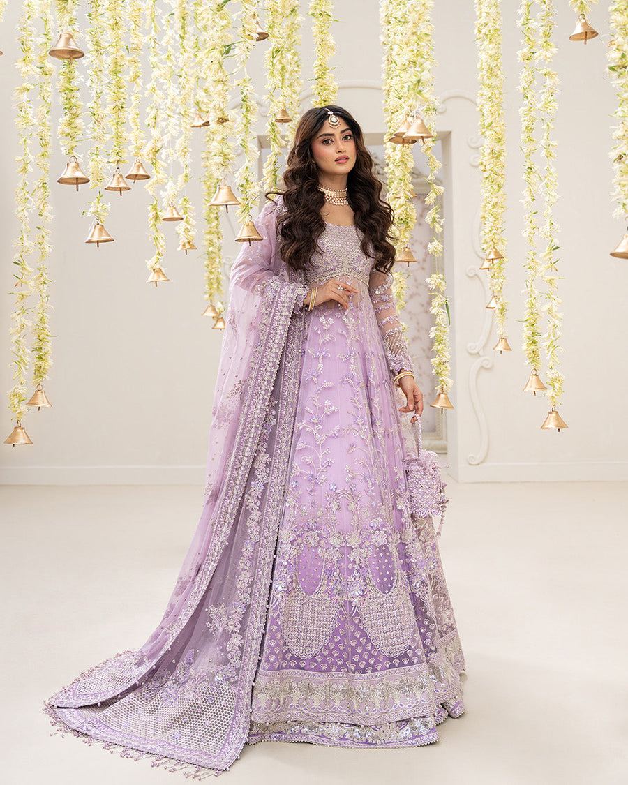 Rua by Faiza Saqlain Embroidered Net Unstitched 3Pc Suit - PINAR