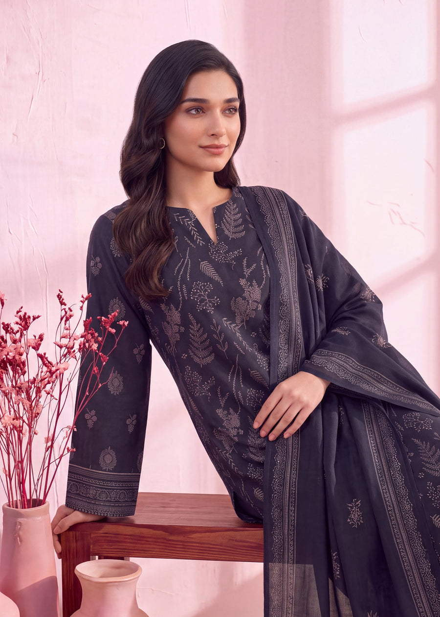 Zeenia Marina Digital Printed Dhanak Marina Unstitched 3Pc Suit JS-05 Pine