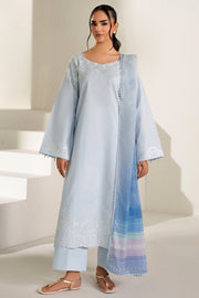 Farasha Summer Weaves Embroidered Lawn Unstitched 3Pc Suit - Pine Blue