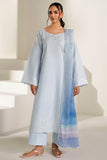 Farasha Summer Weaves Embroidered Lawn Unstitched 3Pc Suit - Pine Blue