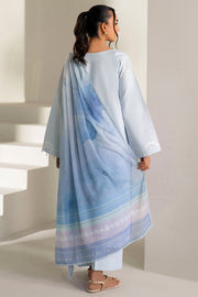Farasha Summer Weaves Embroidered Lawn Unstitched 3Pc Suit - Pine Blue
