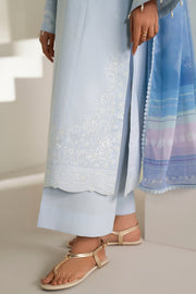 Farasha Summer Weaves Embroidered Lawn Unstitched 3Pc Suit - Pine Blue