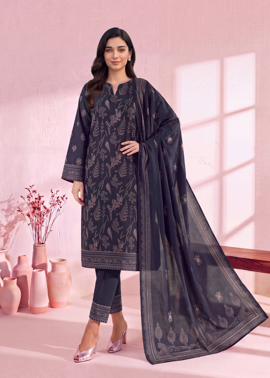 Zeenia Marina Digital Printed Dhanak Marina Unstitched 3Pc Suit JS-05 Pine