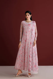 Farasha Fiorella Embroidered Chiffon Unstitched 3Pc Suit - Pink Essence