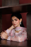 Farasha Fiorella Embroidered Chiffon Unstitched 3Pc Suit - Pink Essence