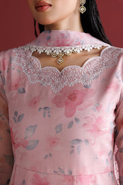 Farasha Fiorella Embroidered Chiffon Unstitched 3Pc Suit - Pink Essence