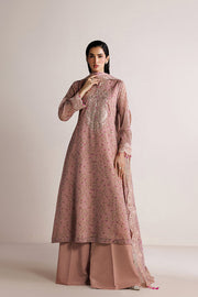 Farasha Fiorella Embroidered Chiffon Unstitched 3Pc Suit - Pink Poise