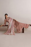 Farasha Fiorella Embroidered Chiffon Unstitched 3Pc Suit - Pink Poise