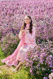 Farasha Summer Escape Embroidered Lawn Unstitched 3Pc Suit - Pink Serenity
