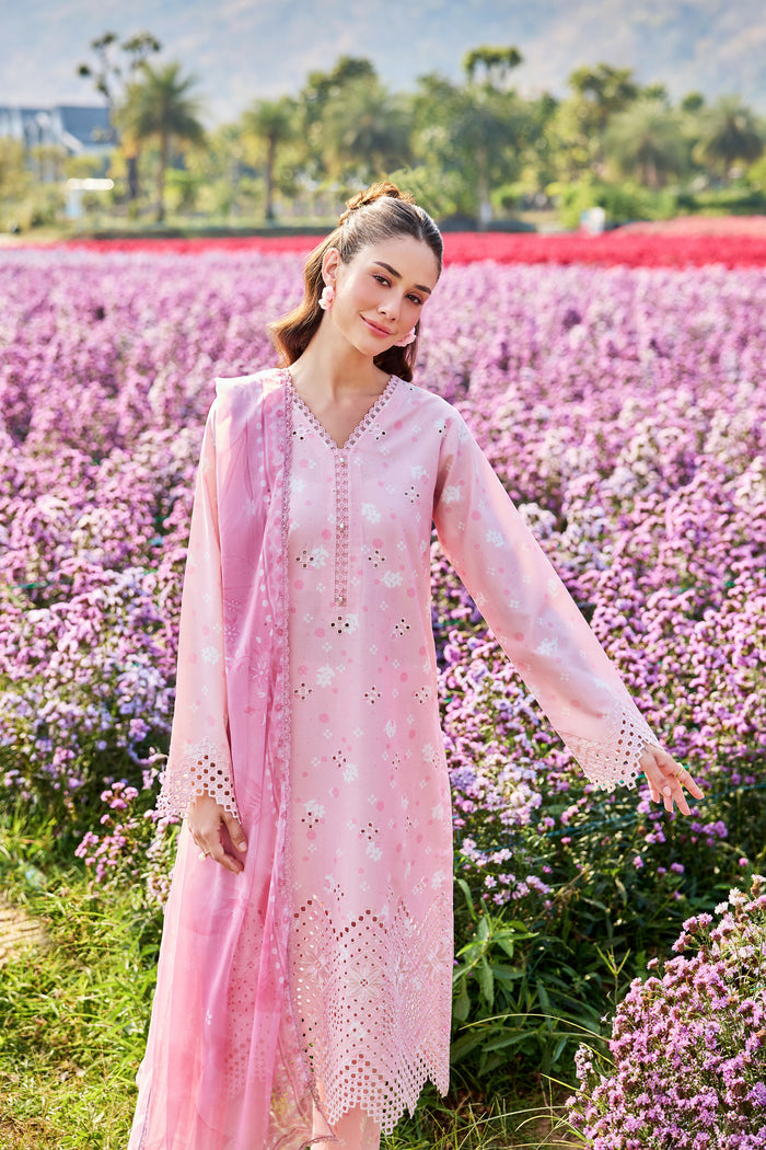 Farasha Summer Escape Embroidered Lawn Unstitched 3Pc Suit - Pink Serenity