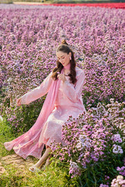 Farasha Summer Escape Embroidered Lawn Unstitched 3Pc Suit - Pink Serenity