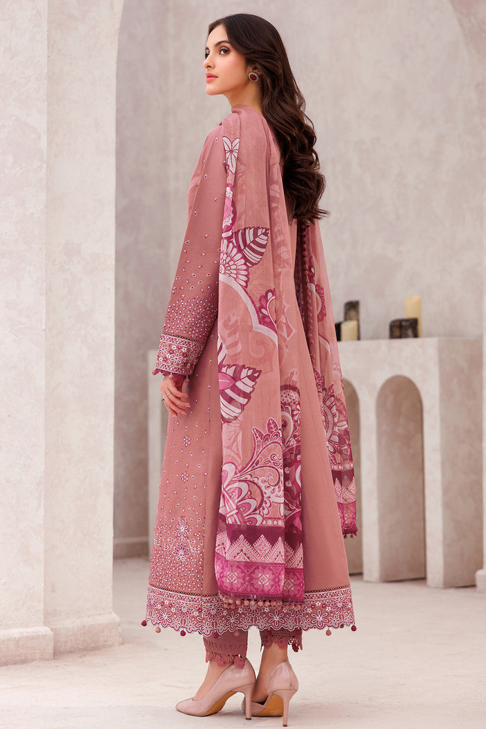 Farasha Summer Weaves Embroidered Lawn Unstitched 3Pc Suit - Pink Whisper