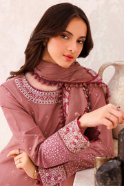 Farasha Summer Weaves Embroidered Lawn Unstitched 3Pc Suit - Pink Whisper