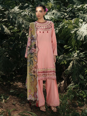 HemStitch The Garden Embroidered Lawn Unstitched 3Pc Suit - Pinky Peony