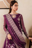 Farasha Luxury Formal Embroidered Chiffon Unstitched 3Pc Suit - Plum Affair