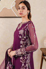 Farasha Luxury Formal Embroidered Chiffon Unstitched 3Pc Suit - Plum Affair