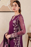 Farasha Luxury Formal Embroidered Chiffon Unstitched 3Pc Suit - Plum Affair