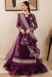 Farasha Luxury Formal Embroidered Chiffon Unstitched 3Pc Suit - Plum Affair
