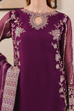 Farasha Luxury Formal Embroidered Chiffon Unstitched 3Pc Suit - Plum Affair
