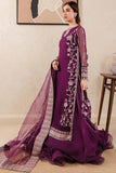 Farasha Luxury Formal Embroidered Chiffon Unstitched 3Pc Suit - Plum Affair