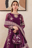 Farasha Luxury Formal Embroidered Chiffon Unstitched 3Pc Suit - Plum Affair