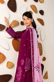 Farasha Summer Melody Embroidered Lawn Unstitched 3Pc Suit - Plum Grace