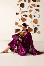 Farasha Summer Melody Embroidered Lawn Unstitched 3Pc Suit - Plum Grace