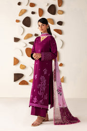 Farasha Summer Melody Embroidered Lawn Unstitched 3Pc Suit - Plum Grace