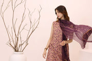Feathers Premium House of Petals Unstitched Lawn 3Pc Suit Plum Peach-FT753