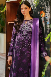 Farasha Meline Embroidered Viscose Unstitched 3Pc Suit - Plum Powder