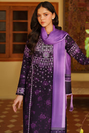 Farasha Meline Embroidered Viscose Unstitched 3Pc Suit - Plum Powder