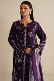 Farasha Winter Spell Embroidered Khaddar Unstitched 3Pc Suit - Plumella
