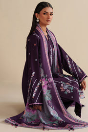 Farasha Winter Spell Embroidered Khaddar Unstitched 3Pc Suit - Plumella