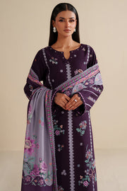 Farasha Winter Spell Embroidered Khaddar Unstitched 3Pc Suit - Plumella
