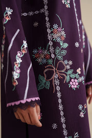 Farasha Winter Spell Embroidered Khaddar Unstitched 3Pc Suit - Plumella