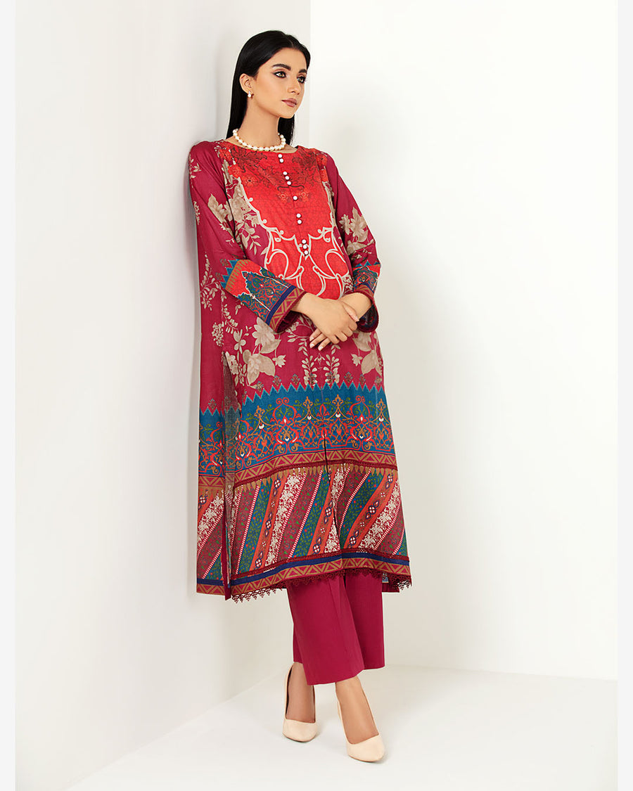 Dhanak by Noorangi Unstitched Printed Lawn 2Pc Suit - Poppy