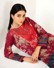 Dhanak by Noorangi Unstitched Printed Lawn 2Pc Suit - Poppy