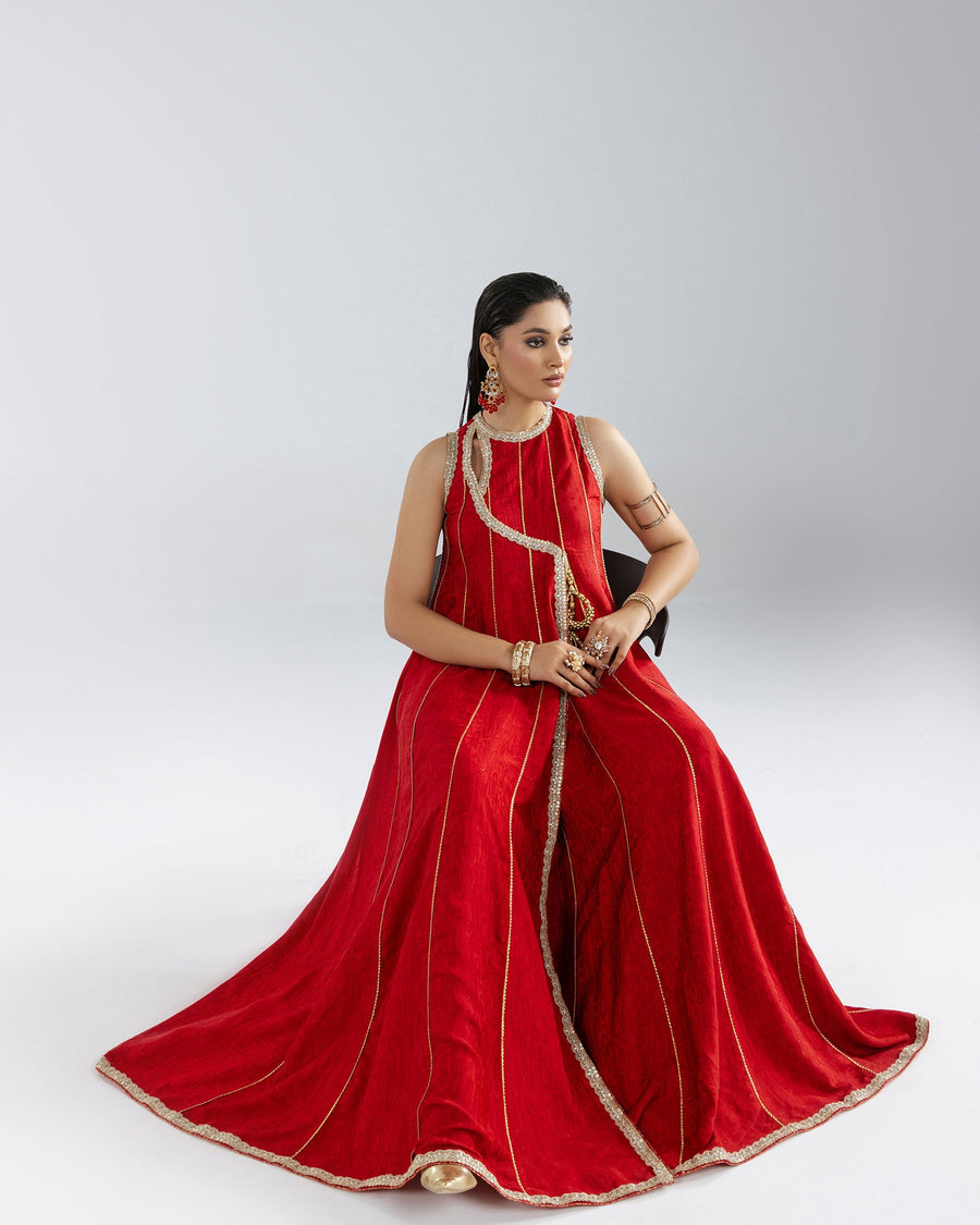 Zivah Apparel Elysian Luxury Pret 3Pc Suit ( Ready To Wear ) Poppy Red
