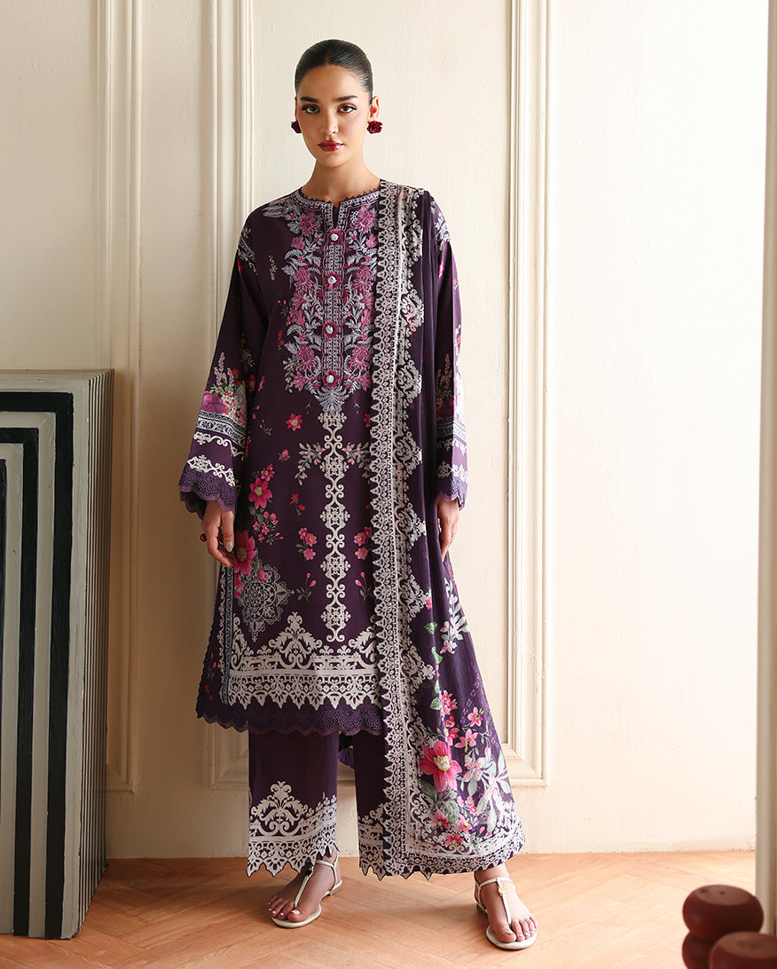 Roheenaz Eclat Gerden Printed Lawn Unstitched 3Pc Suit - POPPY BLOOM