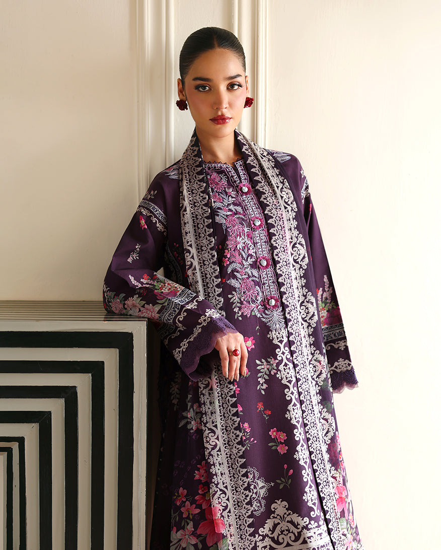 Roheenaz Eclat Gerden Printed Lawn Unstitched 3Pc Suit - POPPY BLOOM