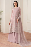 Farasha Essence Embroidered Chiffon Unstitched 3Pc Suit - Powder Bloom