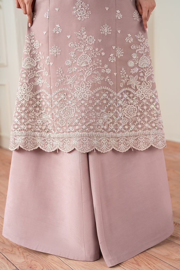 Farasha Essence Embroidered Chiffon Unstitched 3Pc Suit - Powder Bloom