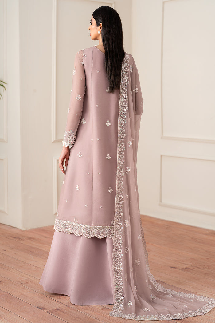 Farasha Essence Embroidered Chiffon Unstitched 3Pc Suit - Powder Bloom